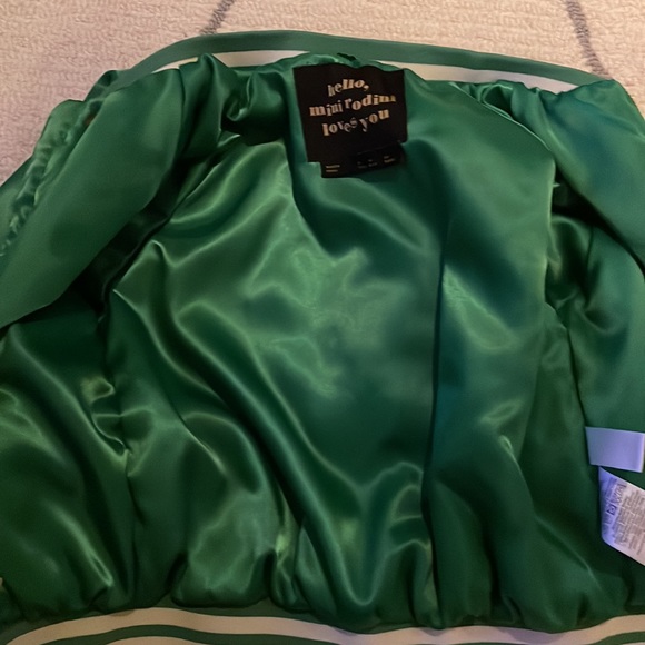 Mini rodini Emerald Green Satin Baseball Jacket Size 6-7 yr - Picture 3 of 11